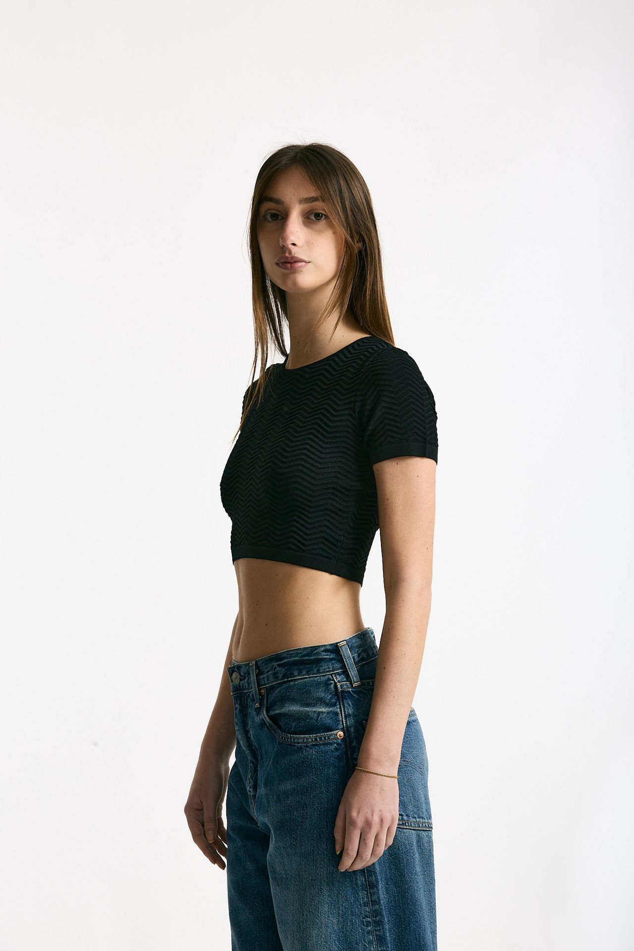 Crop top lavorato neri women Laneus - 1