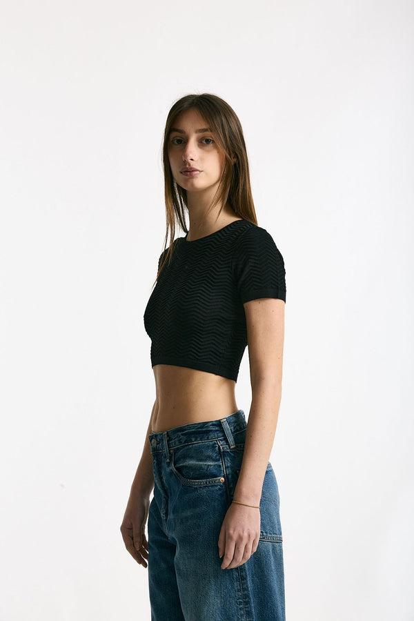 Crop top lavorato neri women Laneus