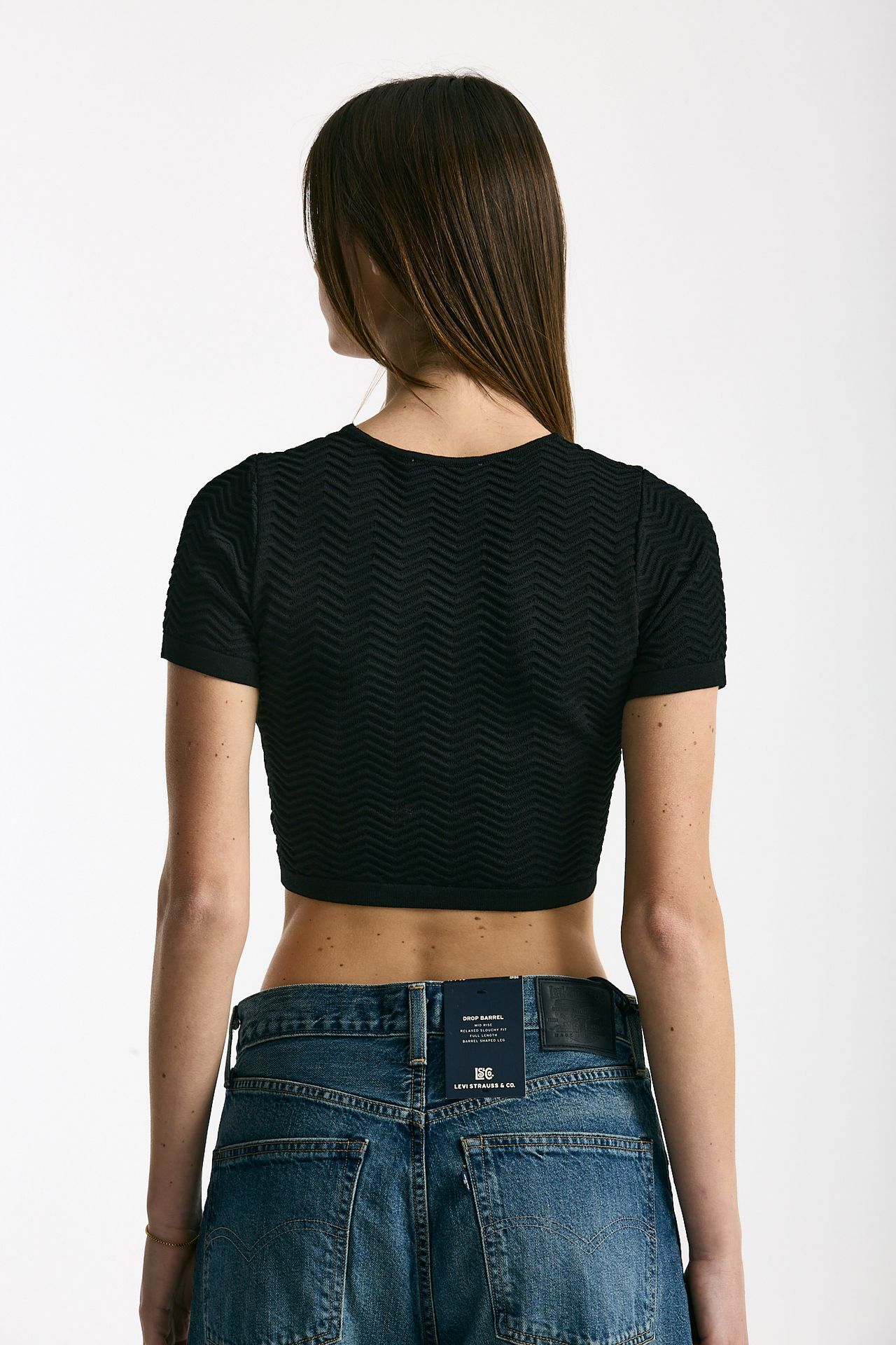 Crop top lavorato neri women Laneus - 3