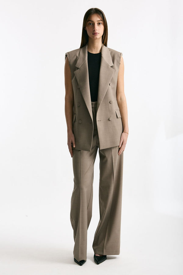 Blazer smanicato beige women Marsēm