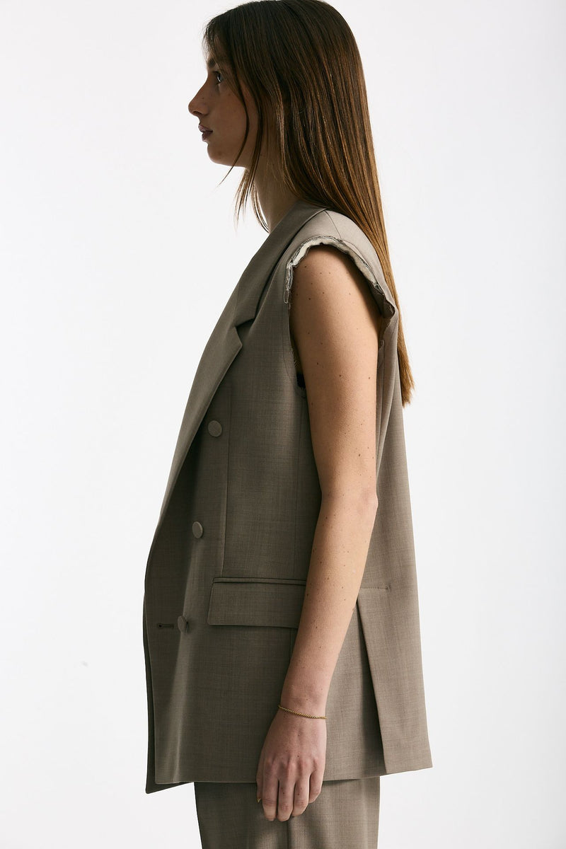 Blazer smanicato beige women Marsēm - 3
