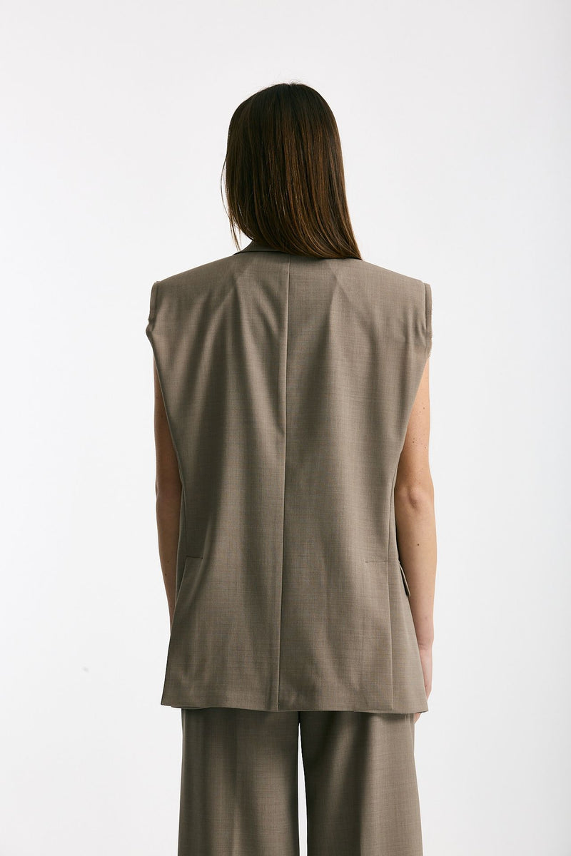 Blazer smanicato beige women Marsēm - 4