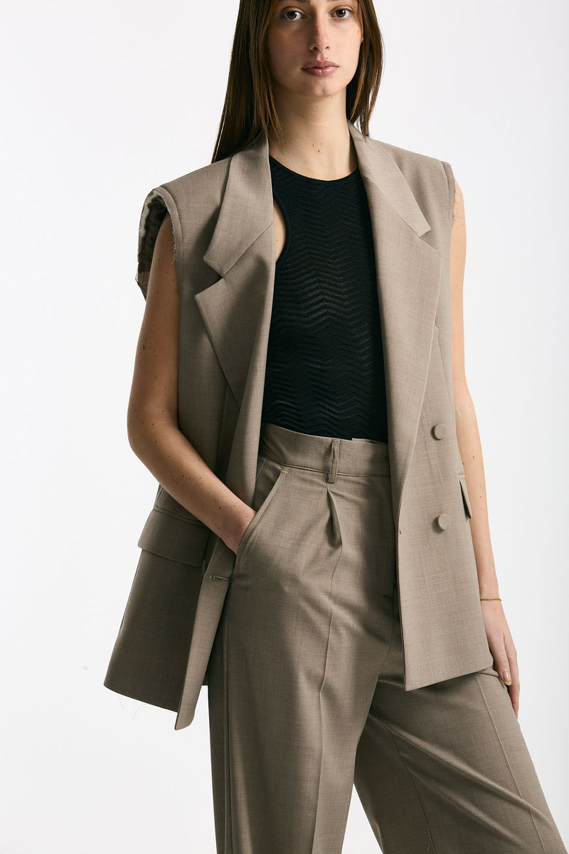 Blazer smanicato beige women Marsēm - 5