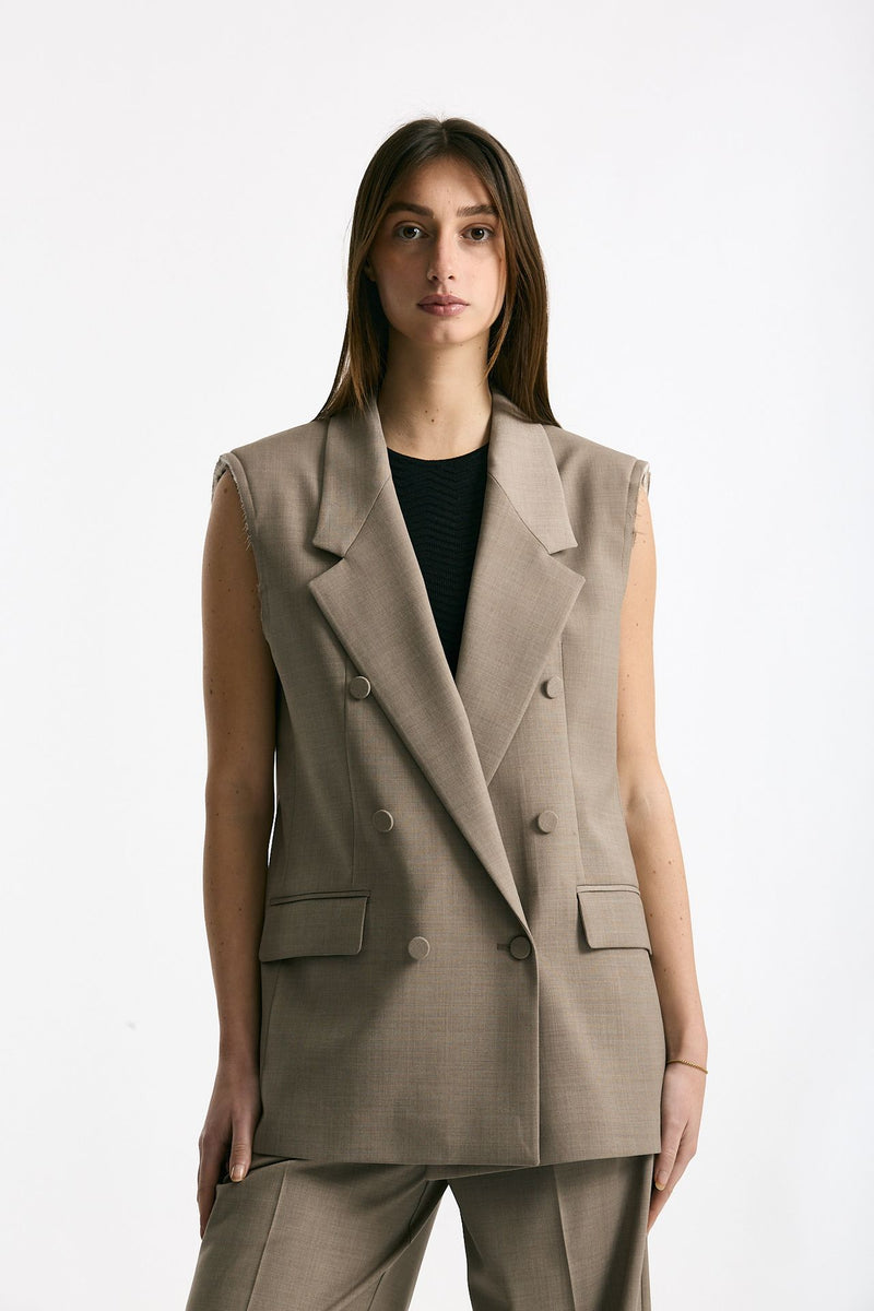 Blazer smanicato beige women Marsēm - 7