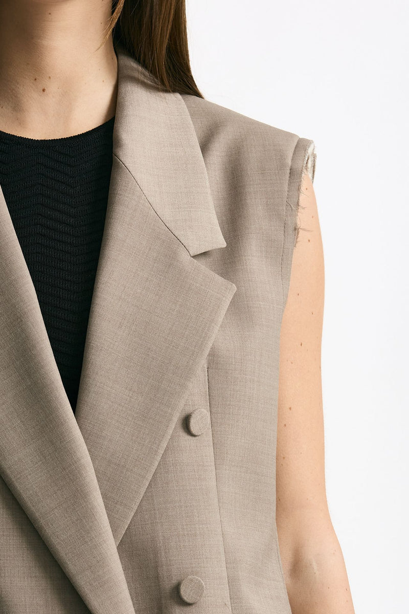 Blazer smanicato beige women Marsēm - 8