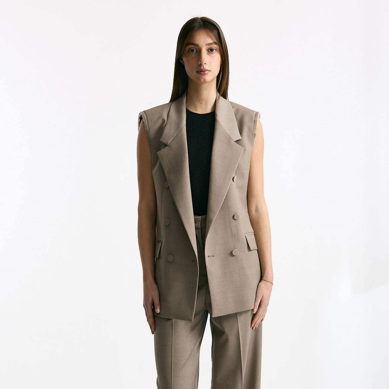 Blazer smanicato beige women Marsēm - 10