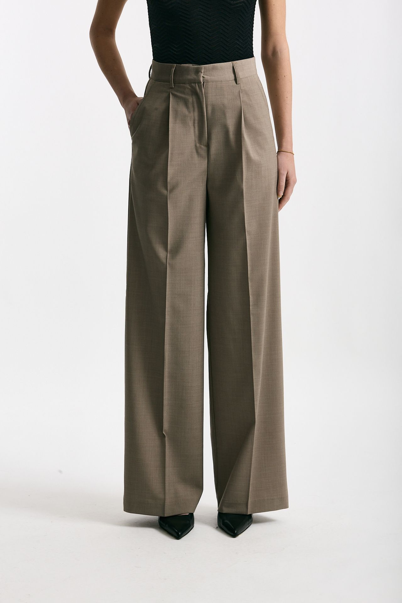 Pantalone vita alta ampio beige women Marsēm - 4