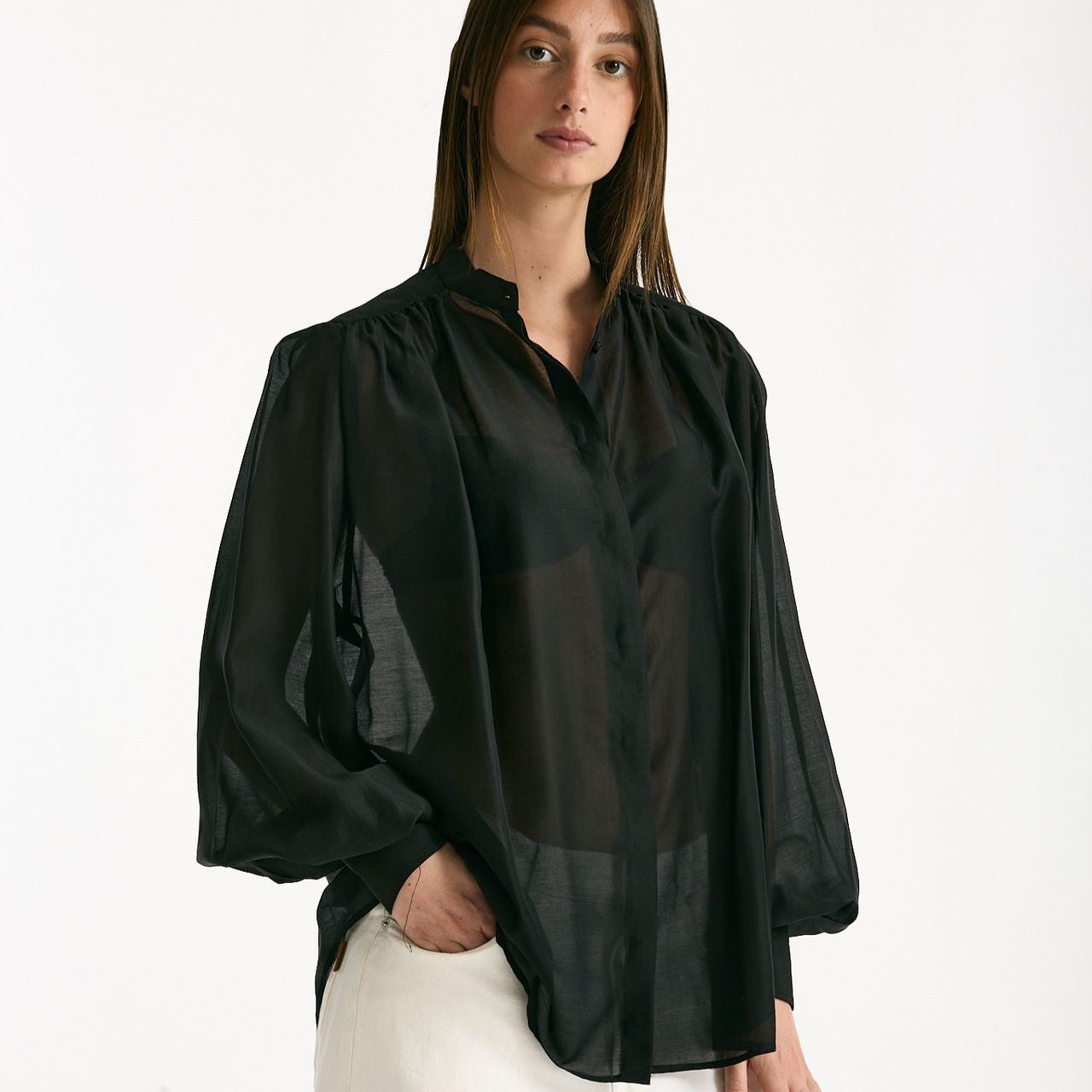 Camicia in voile MARSEM  Colore nero women Marsēm - 7