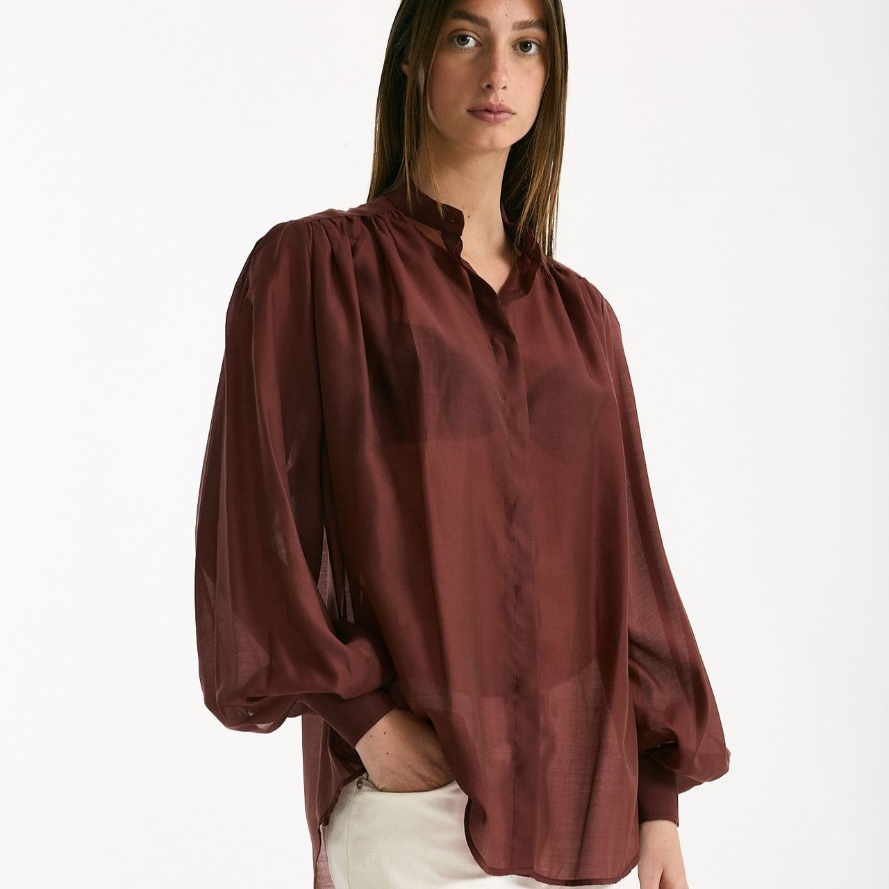Camicia in voile MARSEM bordeaux women Marsēm - 6
