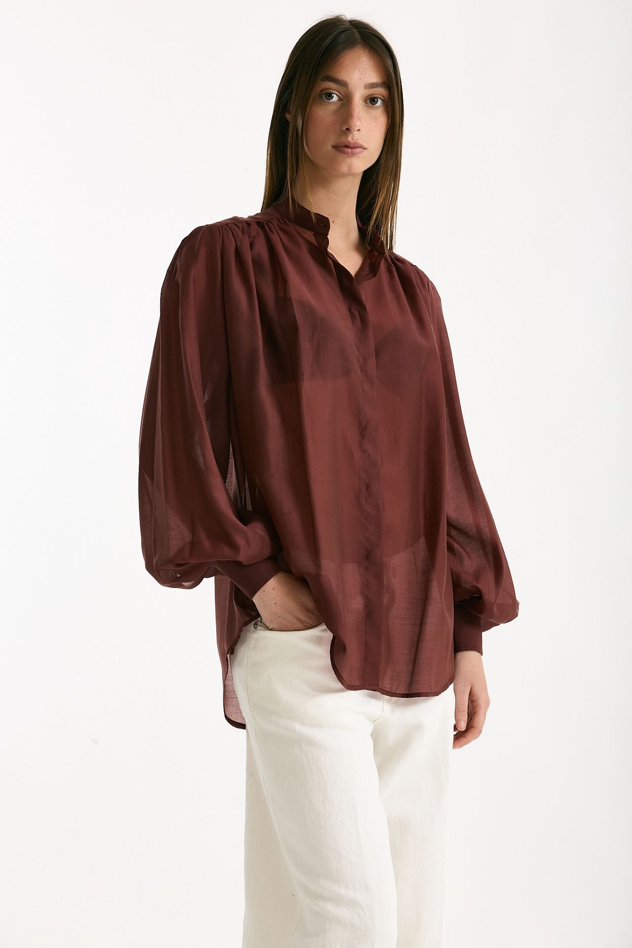 Camicia in voile MARSEM bordeaux women Marsēm - 3