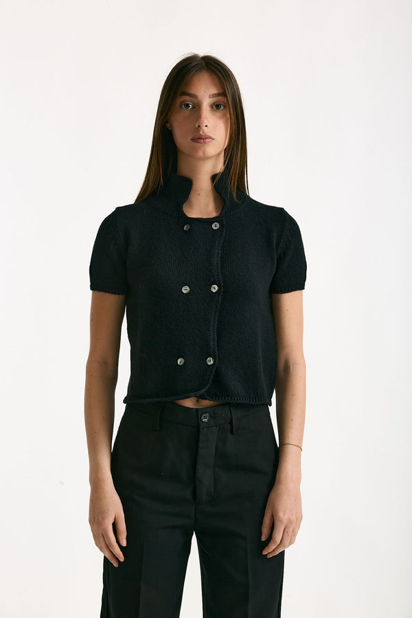 Maglia in cotone nero women Marché des palmiers