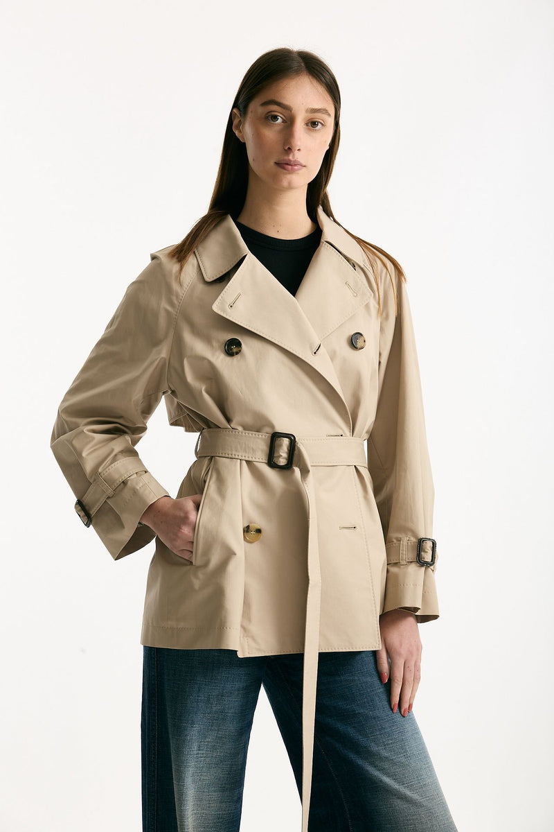 Trench corto CALLE in twill antigoccia sabbia women Max mara s - 3