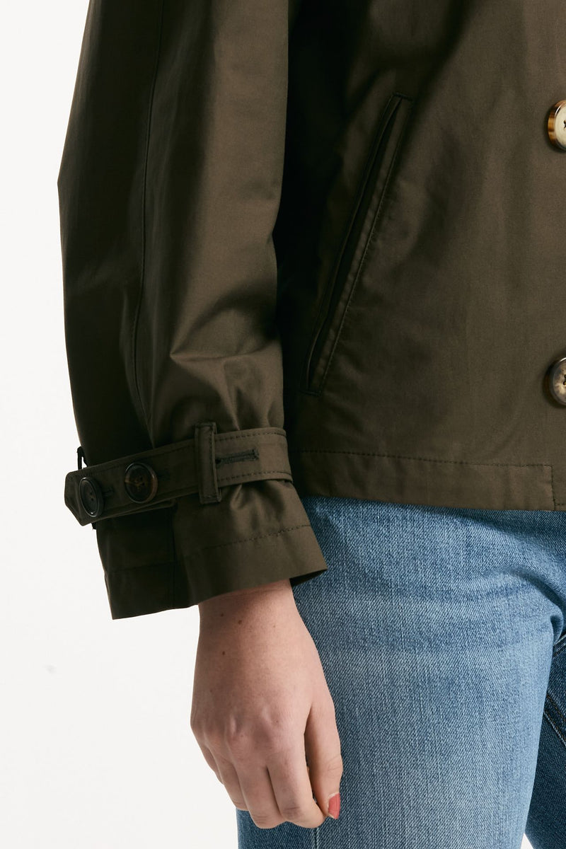 Trench crop TESORO in twill antigoccia verde militare women Max mara s - 5