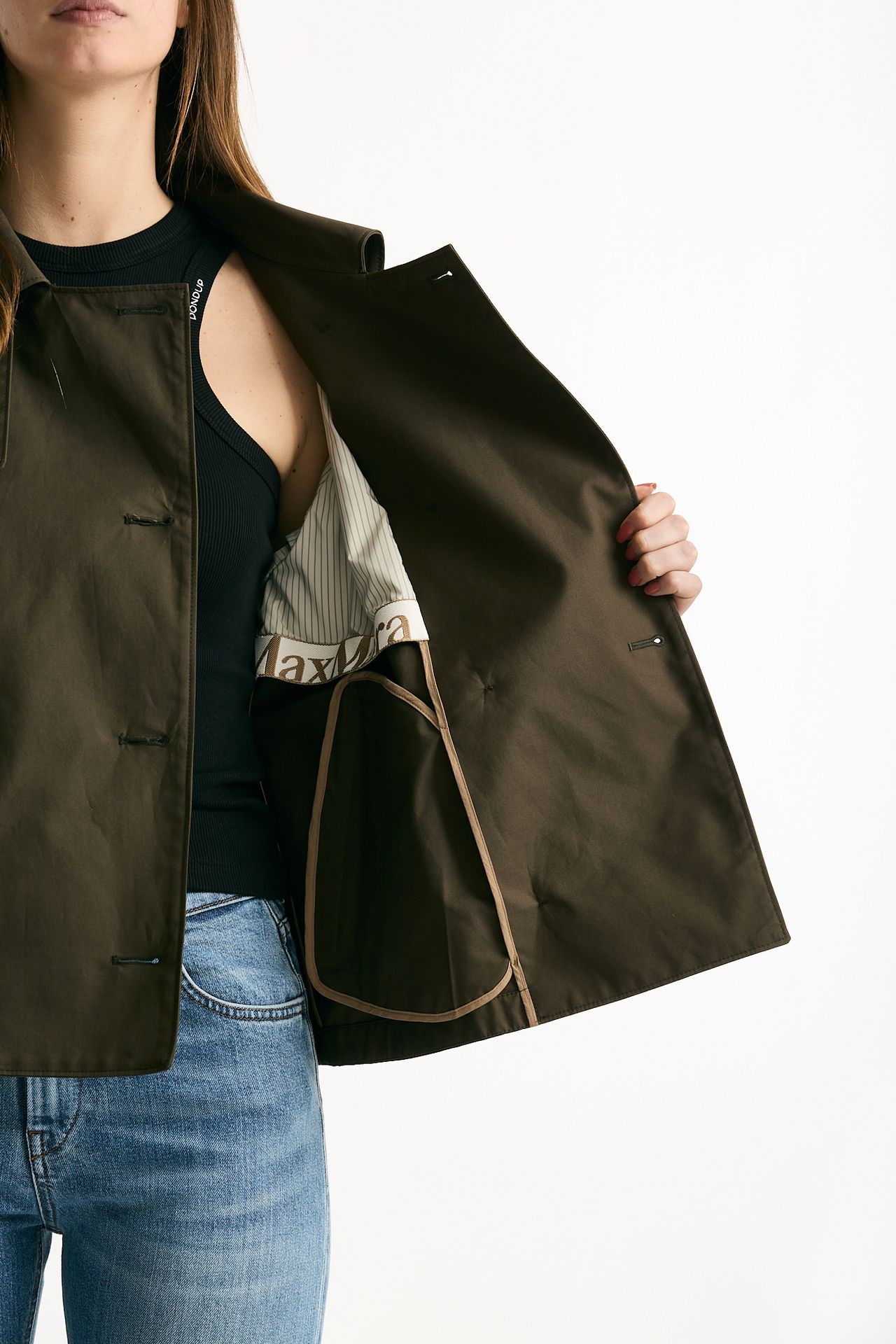 Trench crop TESORO in twill antigoccia verde militare women Max mara s - 6