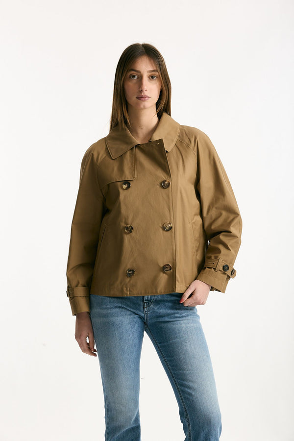 Trench crop TESORO in twill antigoccia cammello women Max mara s