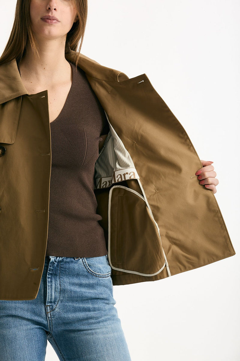 Trench crop TESORO in twill antigoccia cammello women Max mara s - 6