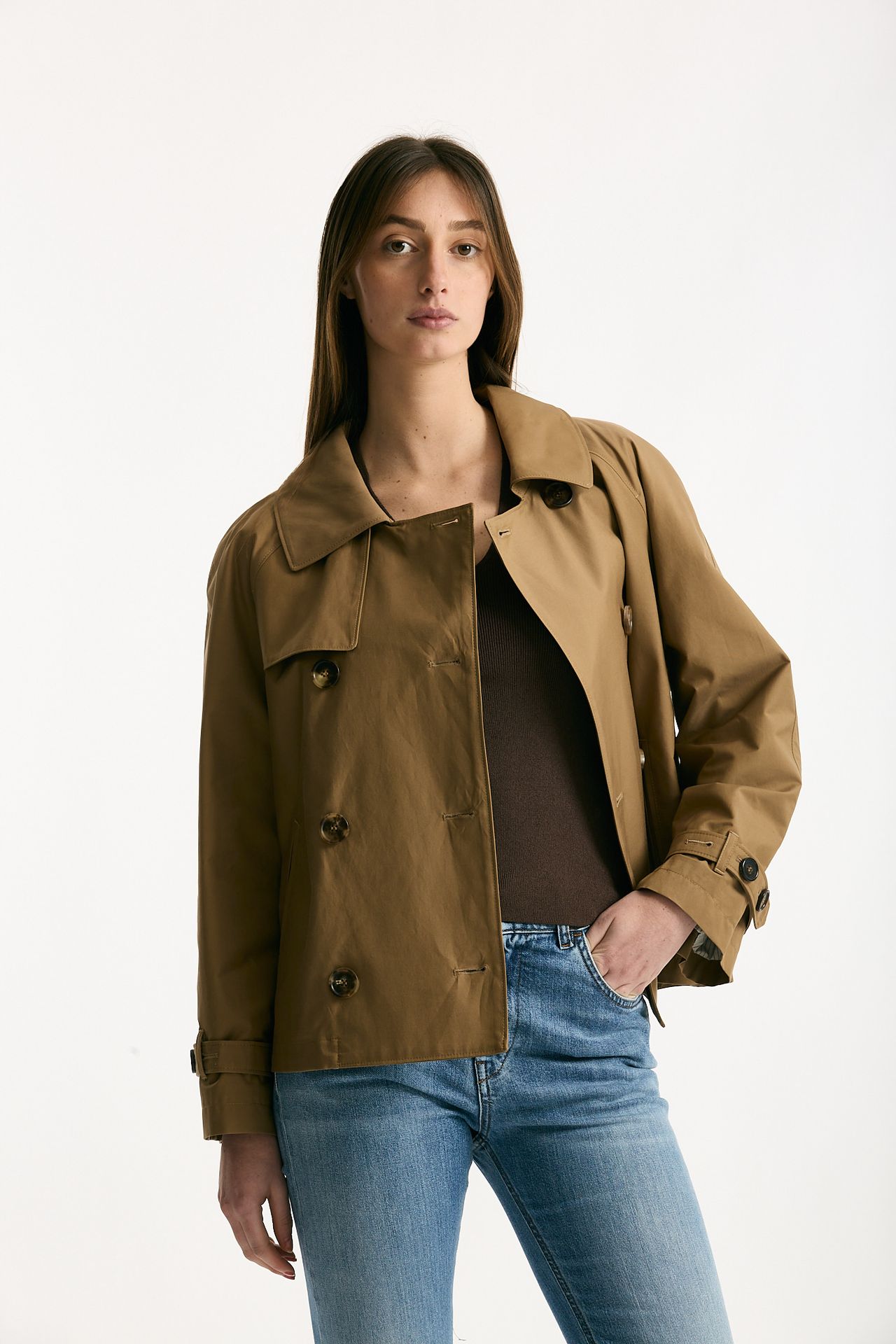 Trench crop TESORO in twill antigoccia cammello women Max mara s - 7