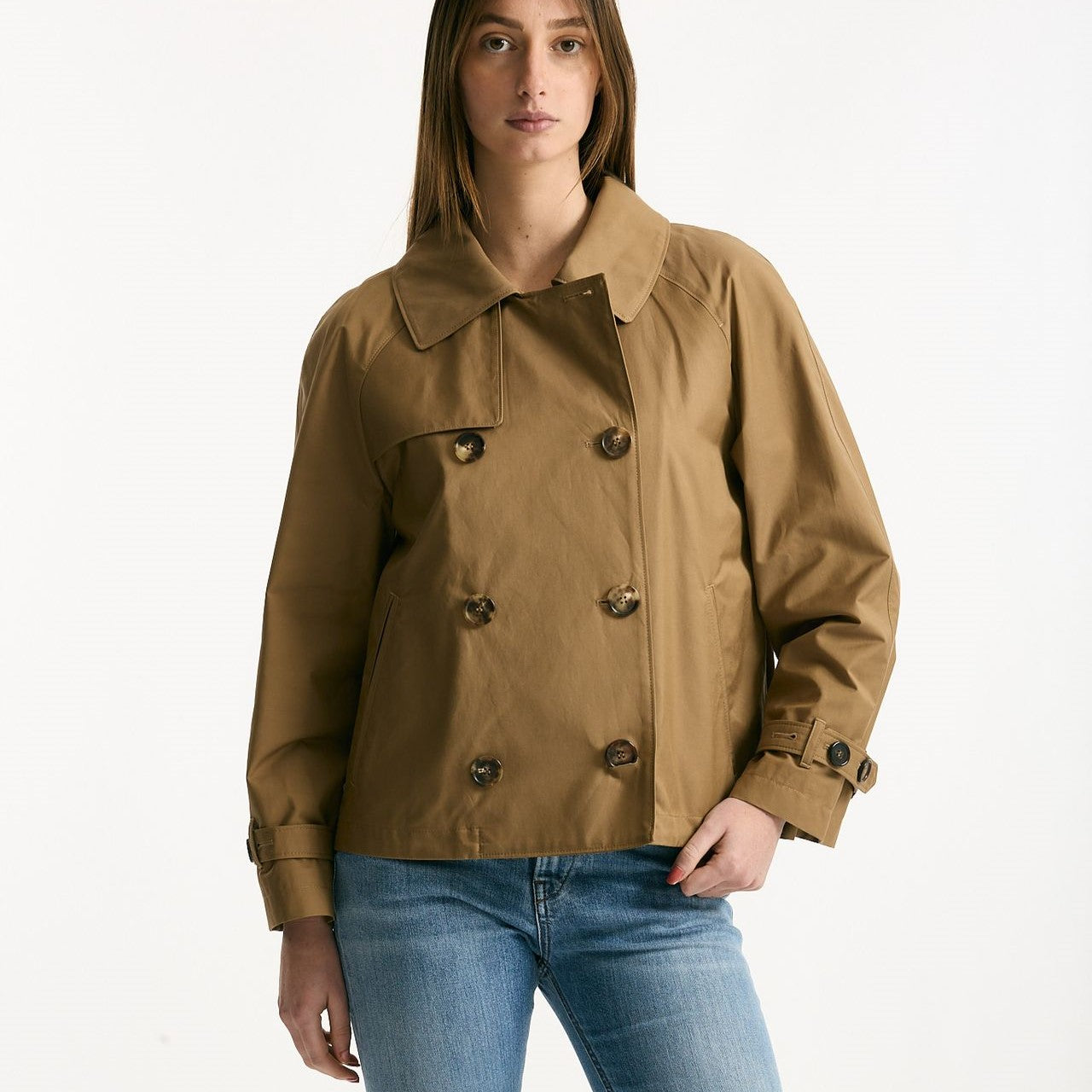 Trench crop TESORO in twill antigoccia cammello women Max mara s - 8