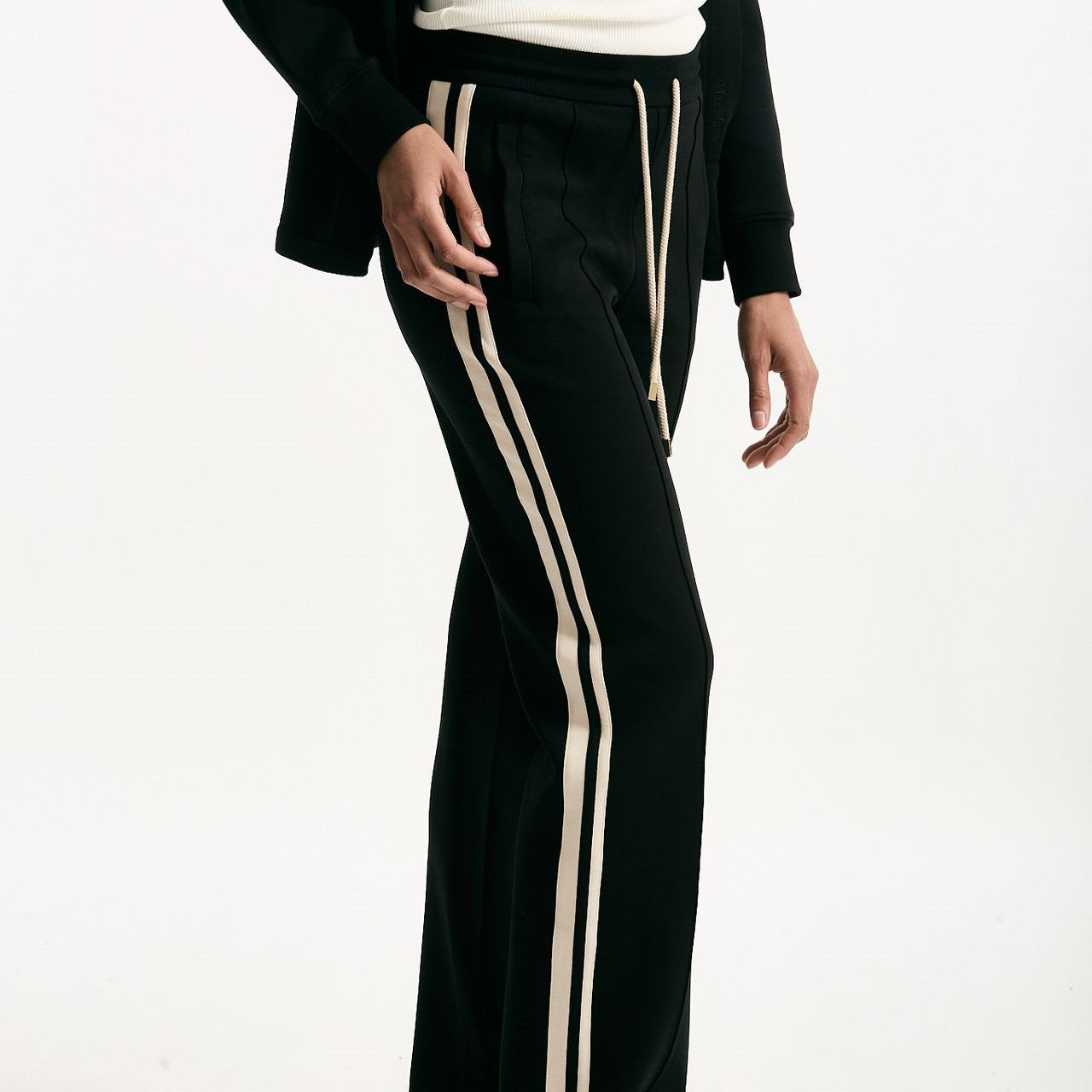 Pantalone VENTO in jersey di cotone nero women Max mara s - 7