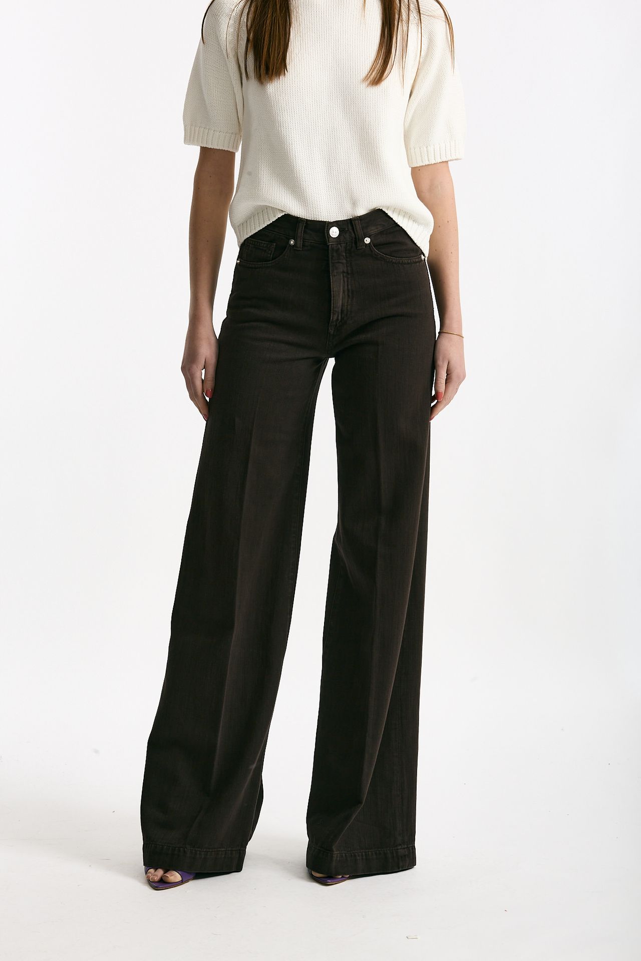 Pantalone NADIA palazzo cotone marrone women Nine in the morning - 1