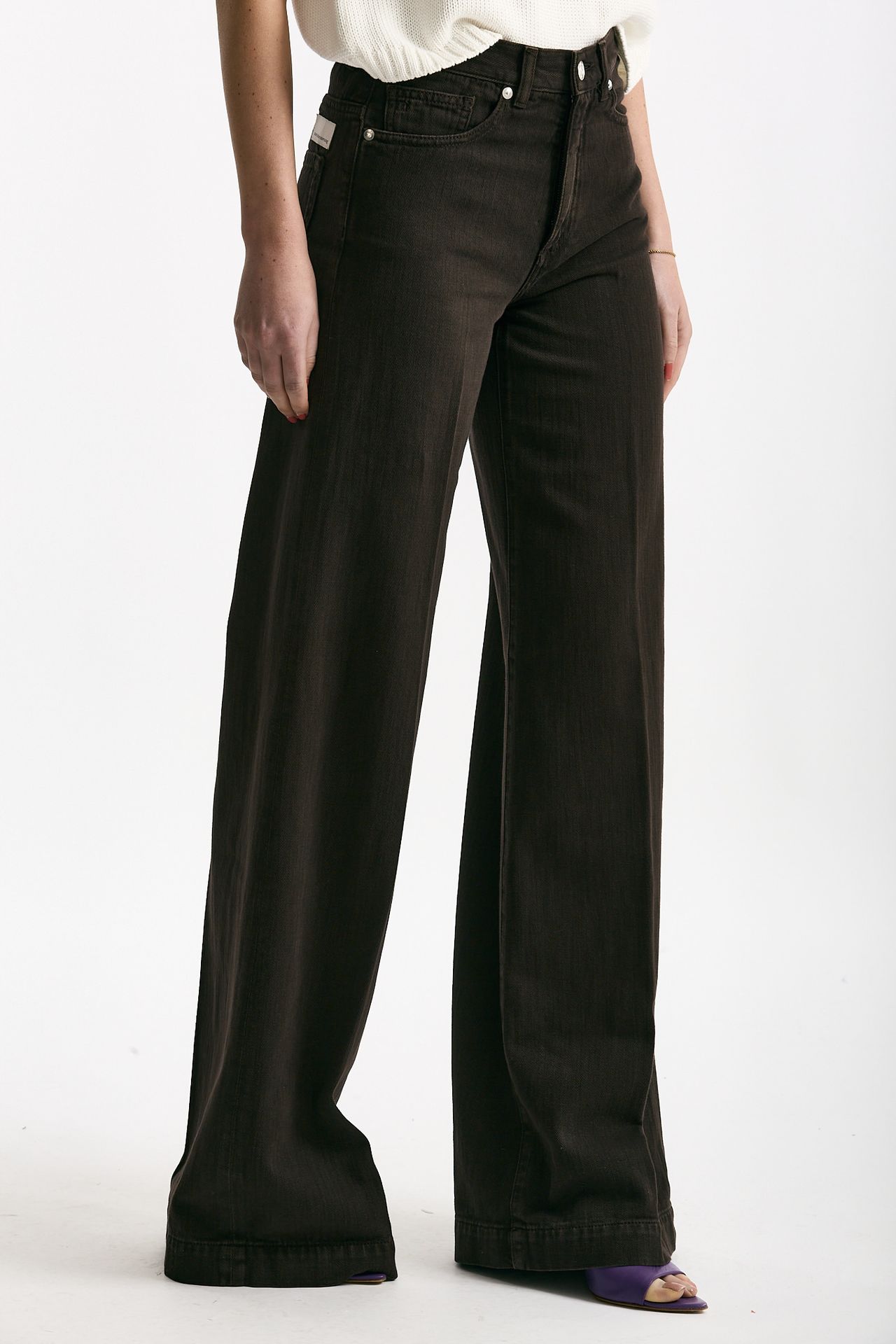 Pantalone NADIA palazzo cotone marrone women Nine in the morning - 4