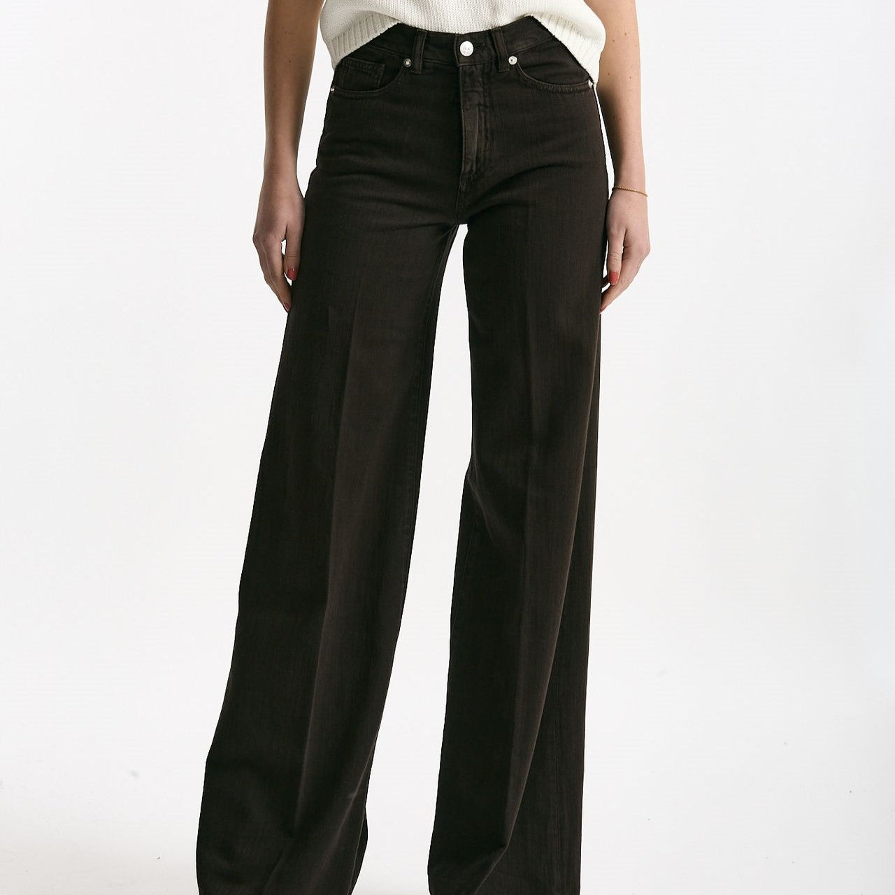 Pantalone NADIA palazzo cotone marrone women Nine in the morning - 7
