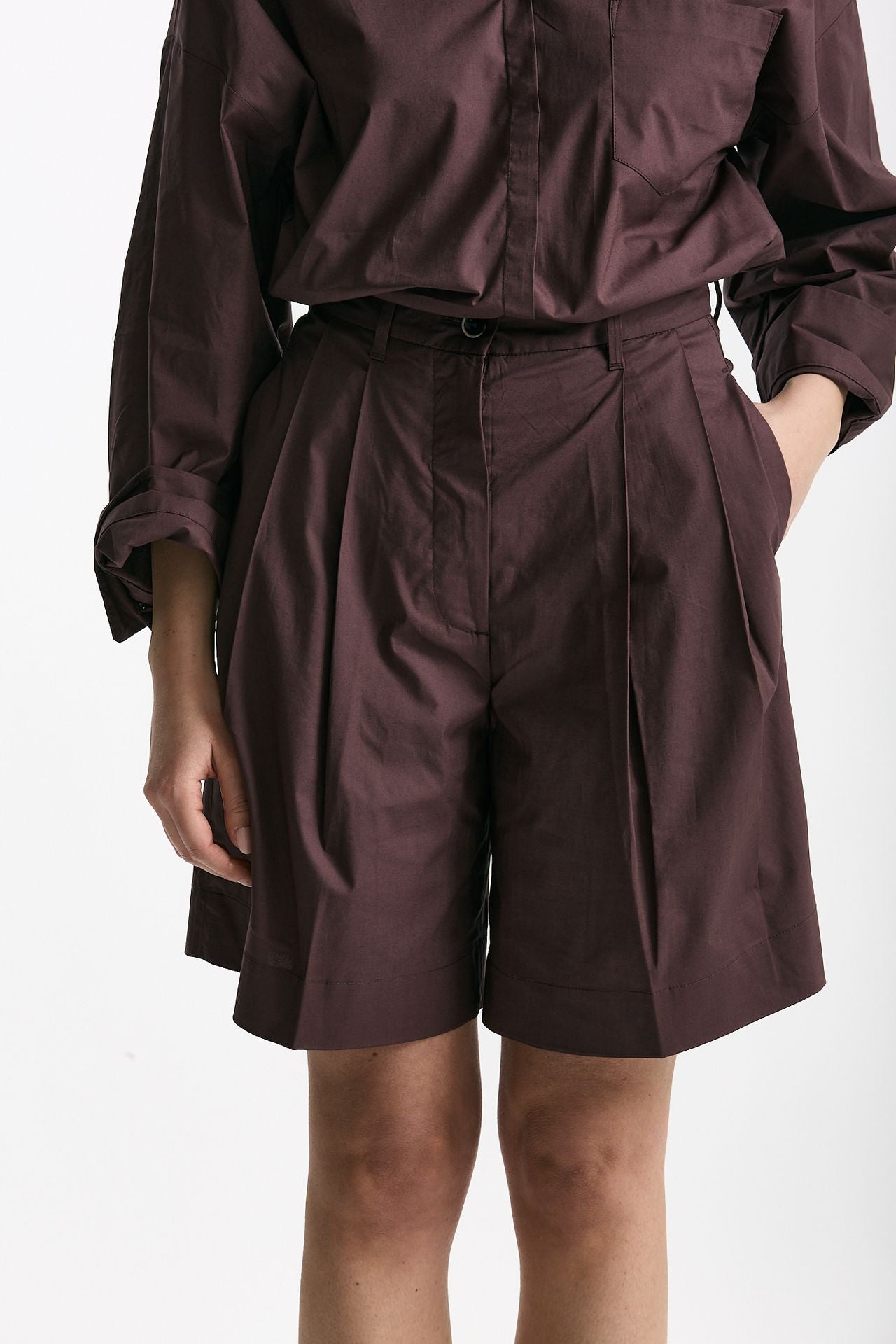 Bermuda vita alta pinces burgundy women Nine in the morning - 1