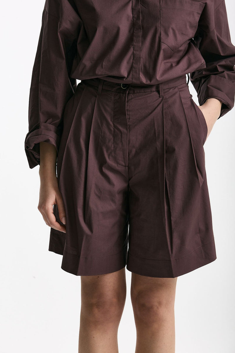 Bermuda vita alta pinces burgundy women Nine in the morning - 1