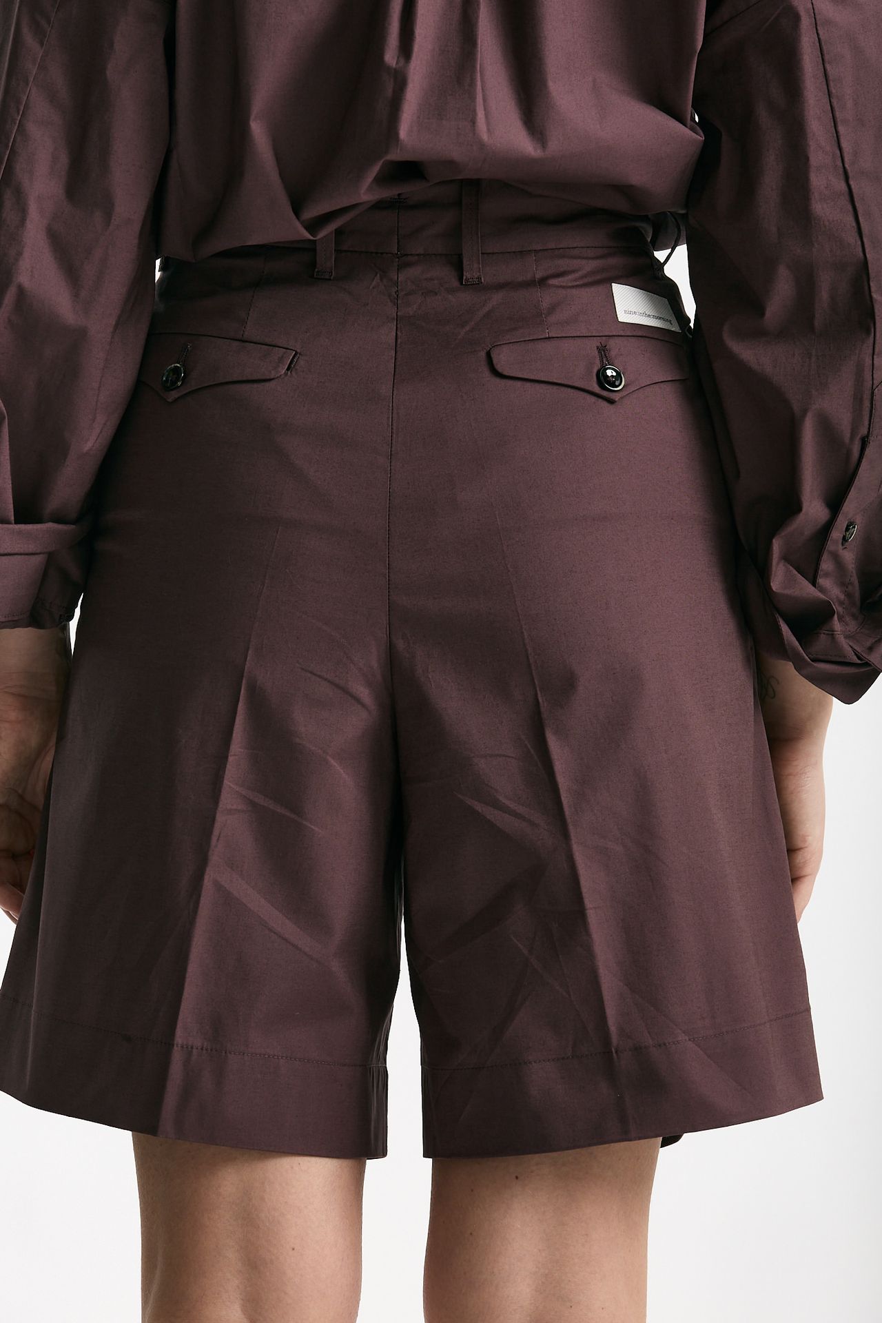 Bermuda vita alta pinces burgundy women Nine in the morning - 3