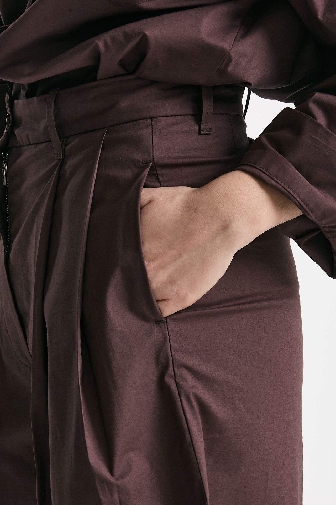 Bermuda vita alta pinces burgundy women Nine in the morning - 6