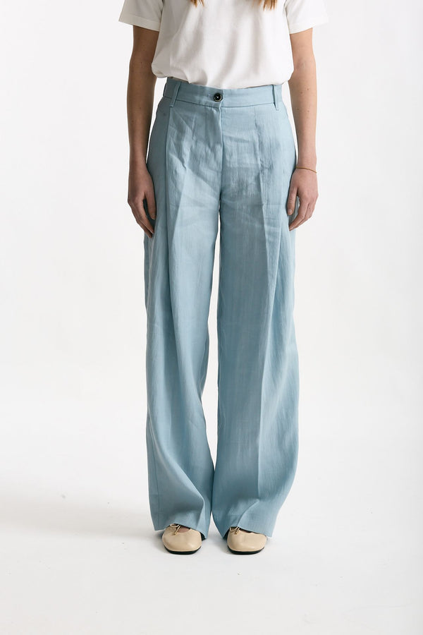 Pantalone in lino CALYPSO azzurro women Nine in the morning