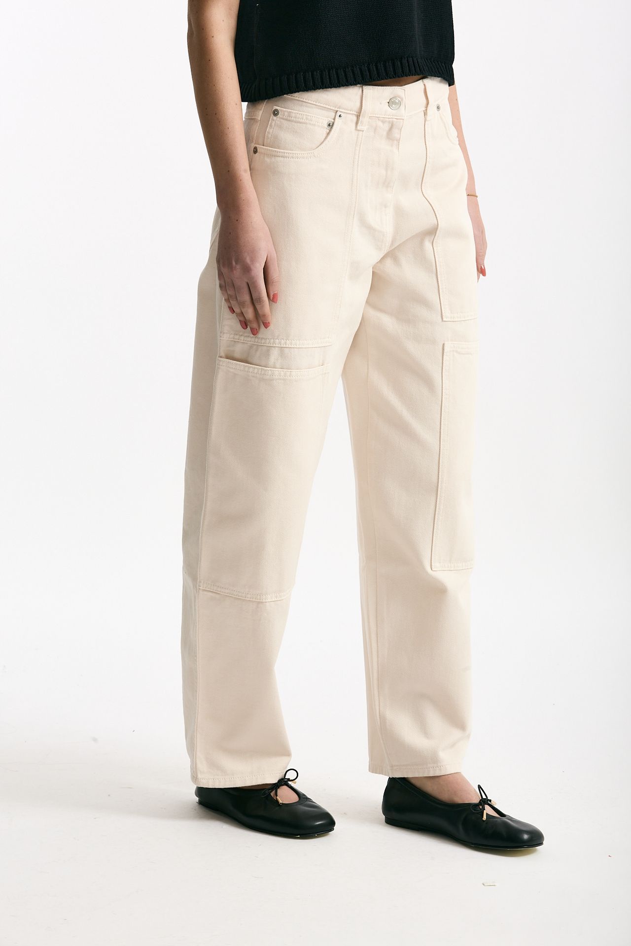 Jeans work panna Vita alta women Nude - 4