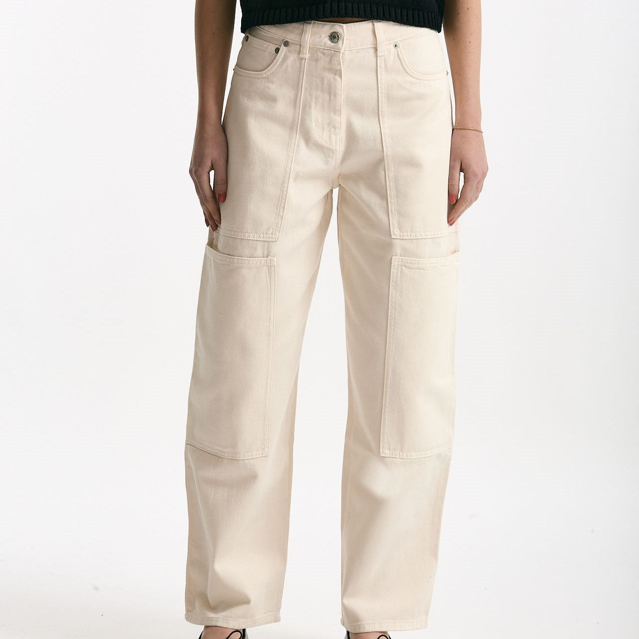 Jeans work panna Vita alta women Nude - 8