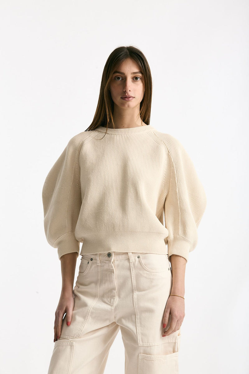 Maglia girocollo lavorata panna women Nude - 1