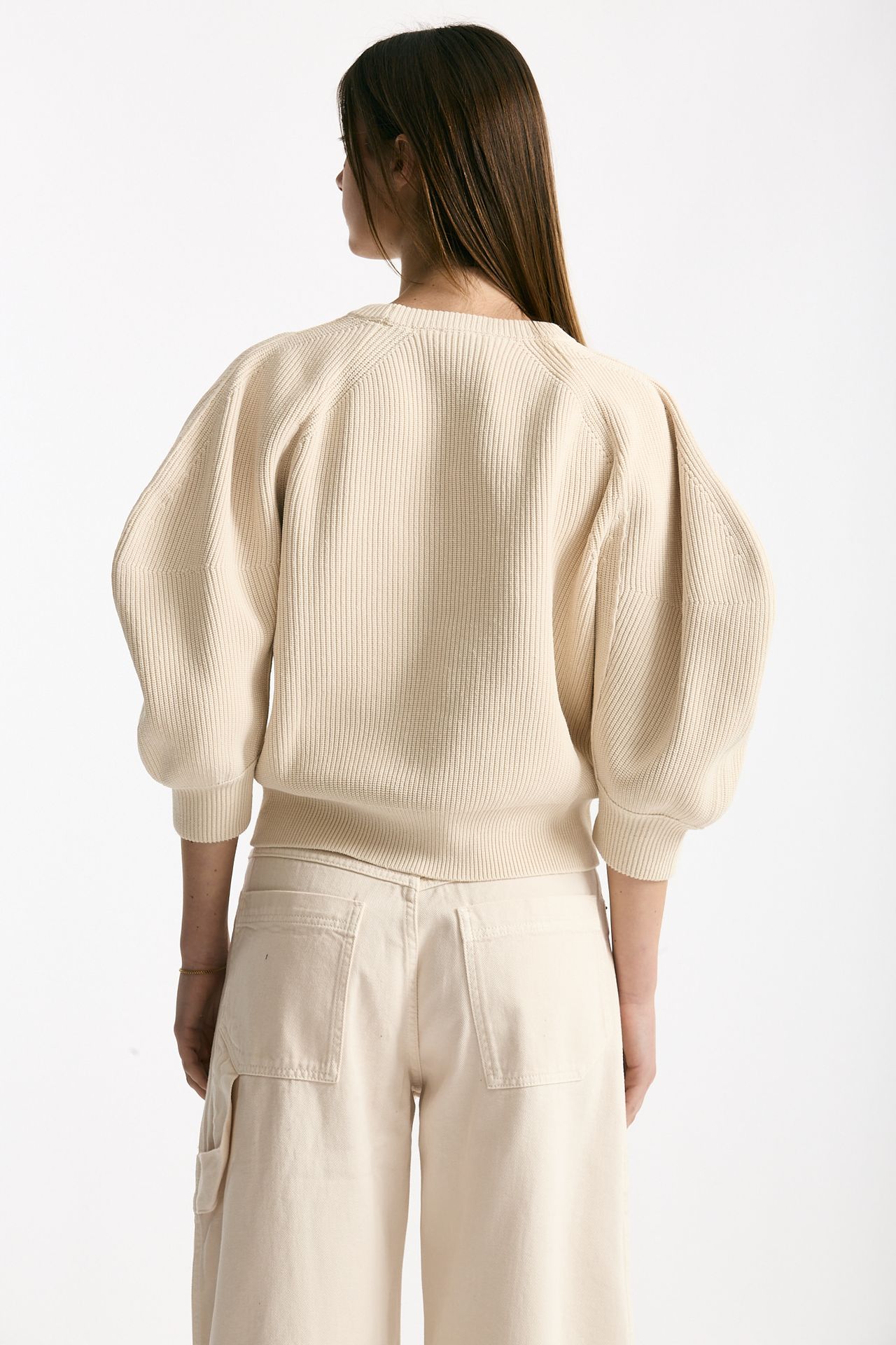 Maglia girocollo lavorata panna women Nude - 3