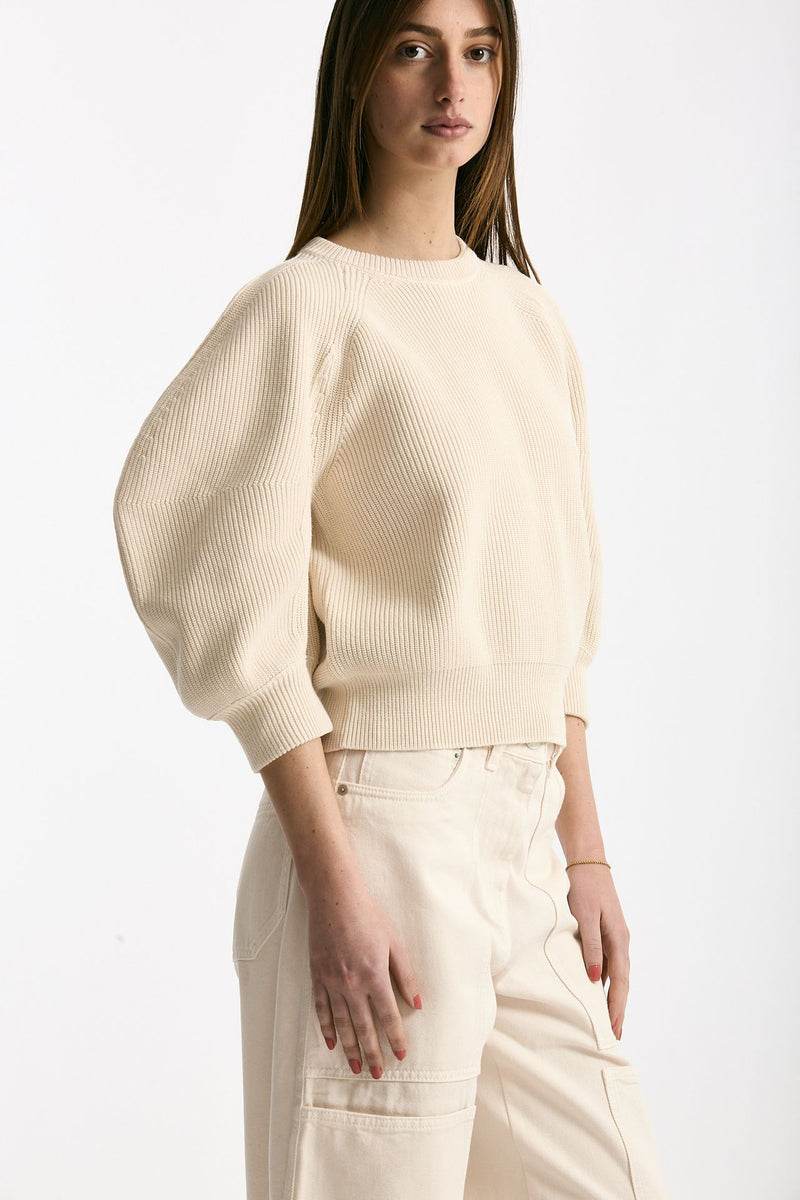 Maglia girocollo lavorata panna women Nude - 4