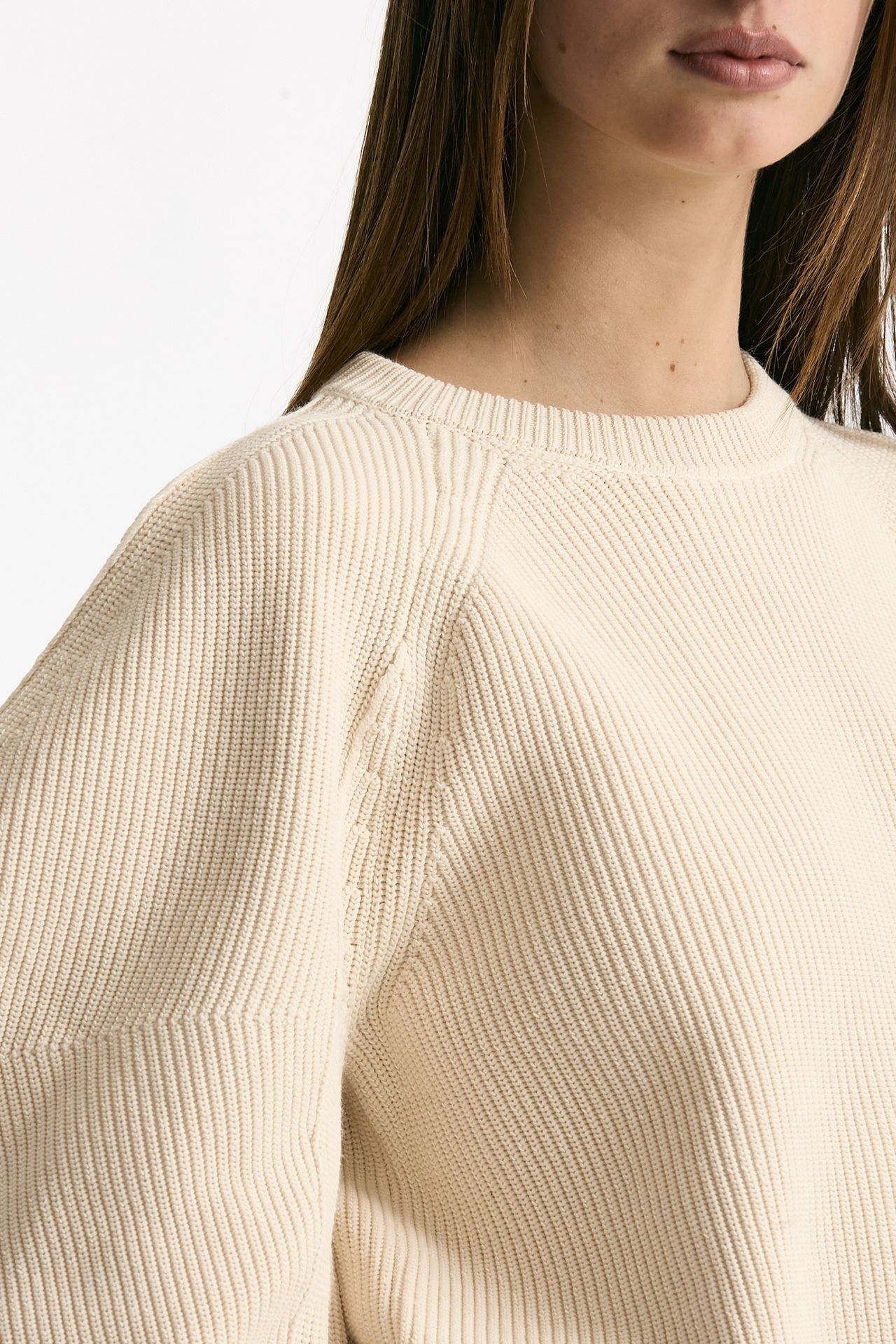 Maglia girocollo lavorata panna women Nude - 5
