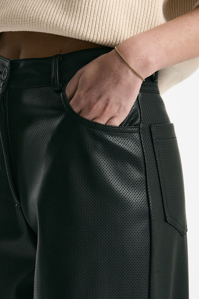 Pantaloni vita alta in ecopelle nero women Nude - 4