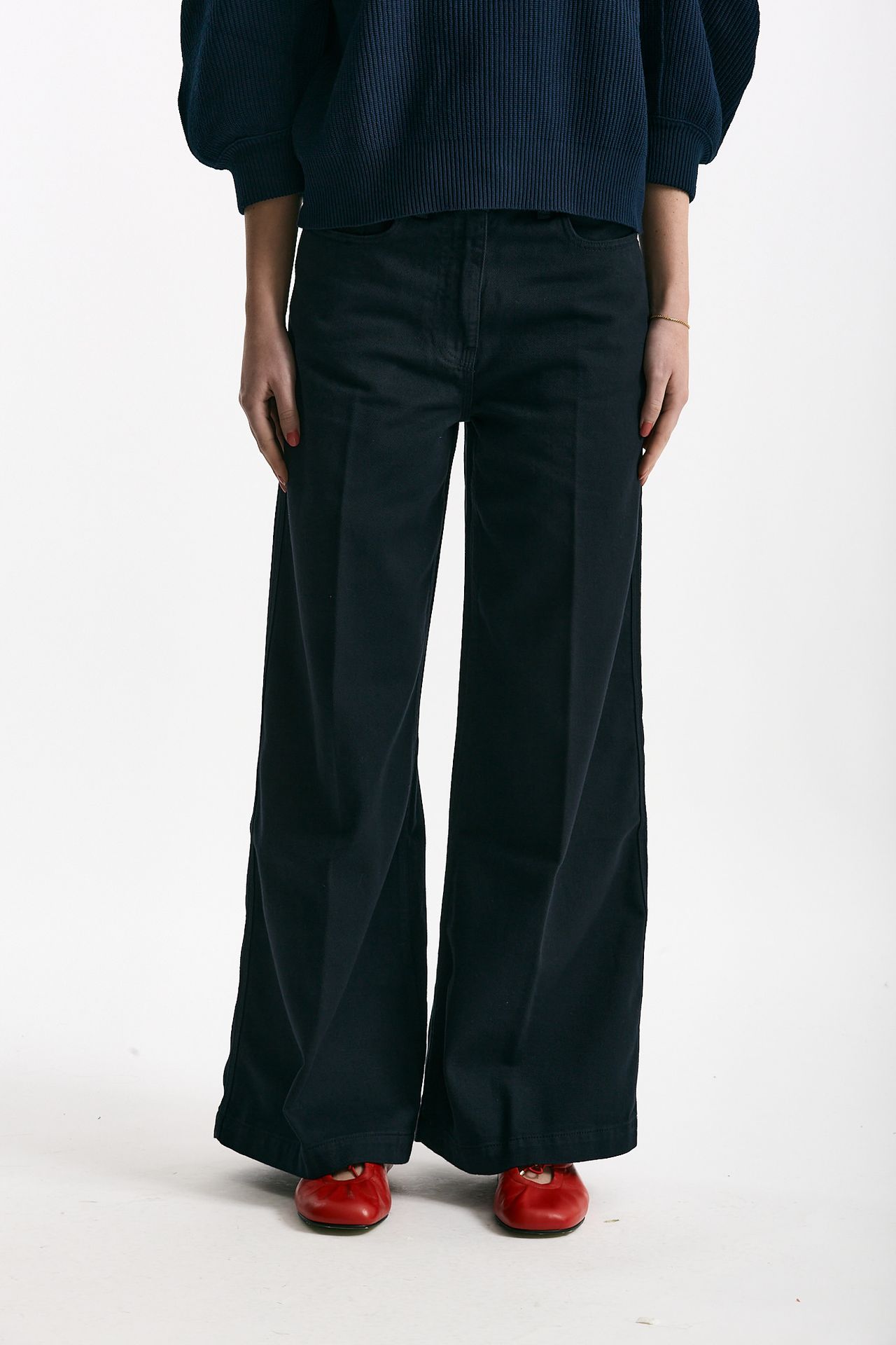 Jeans ampi blu Vita alta women Nude - 3