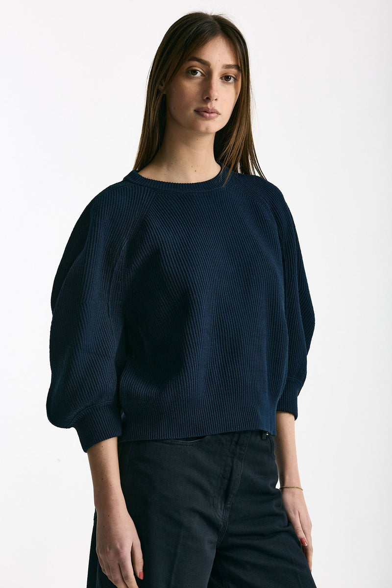 Maglia girocollo lavorata blu women Nude - 1