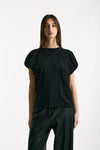 T-shirt girocollo maniche a sbuffo nero women Nude - 4
