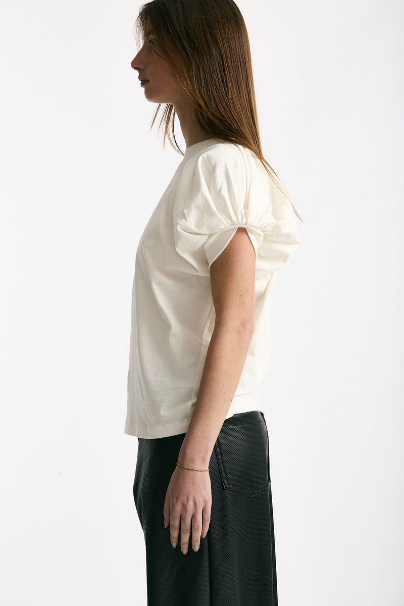 T-shirt girocollo maniche a sbuffo bianco women Nude - 2