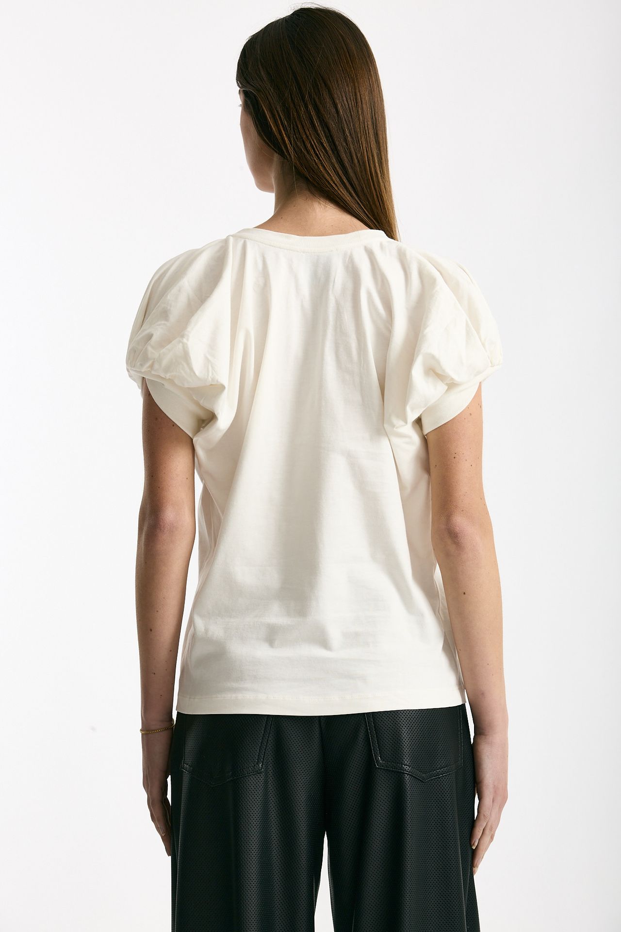 T-shirt girocollo maniche a sbuffo bianco women Nude - 3