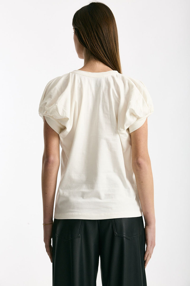 T-shirt girocollo maniche a sbuffo bianco women Nude - 3