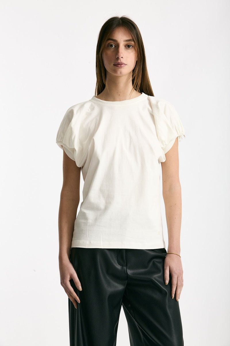 T-shirt girocollo maniche a sbuffo bianco women Nude - 1