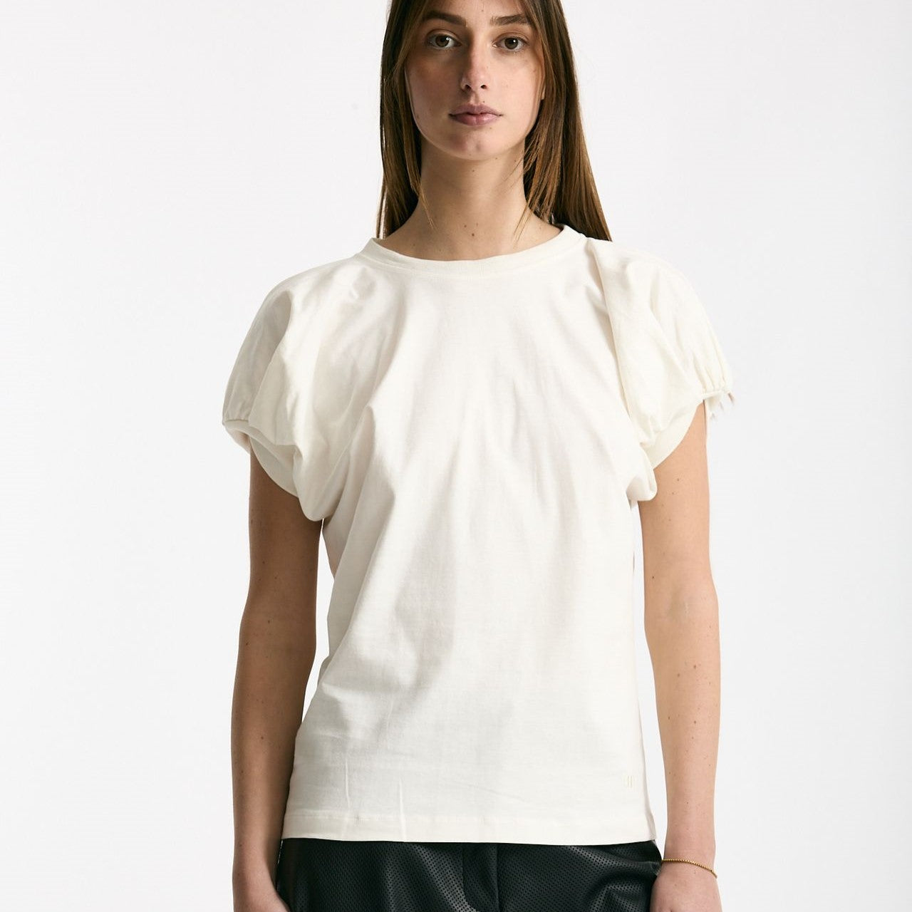 T-shirt girocollo maniche a sbuffo bianco women Nude - 6