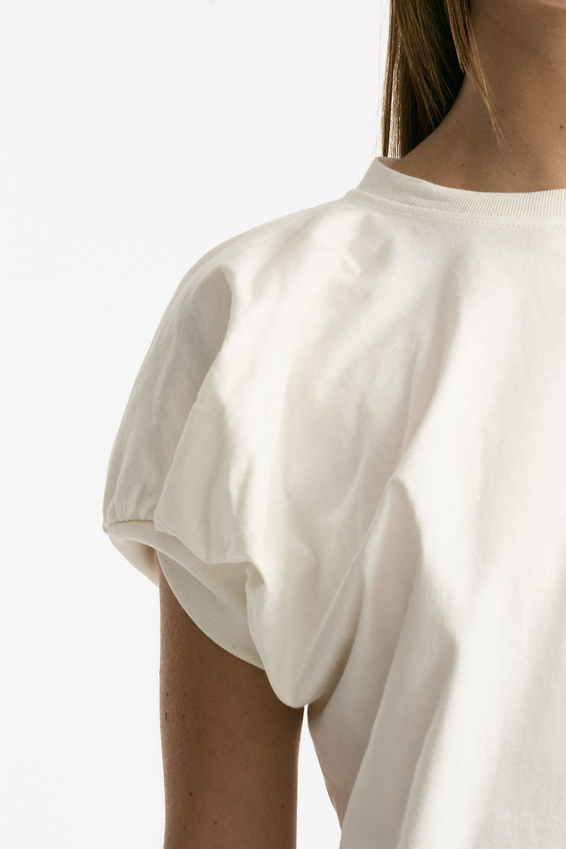 T-shirt girocollo maniche a sbuffo bianco women Nude - 5