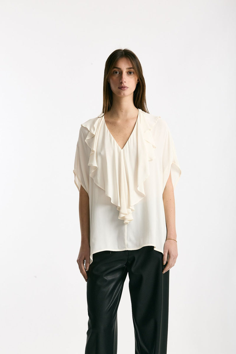 Camicia rouges in viscosa panna women Nude - 2