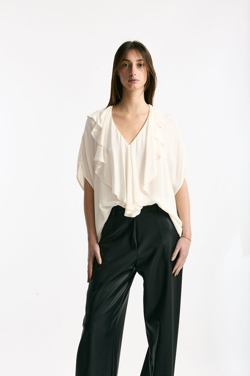 Camicia rouges in viscosa panna women Nude - 3