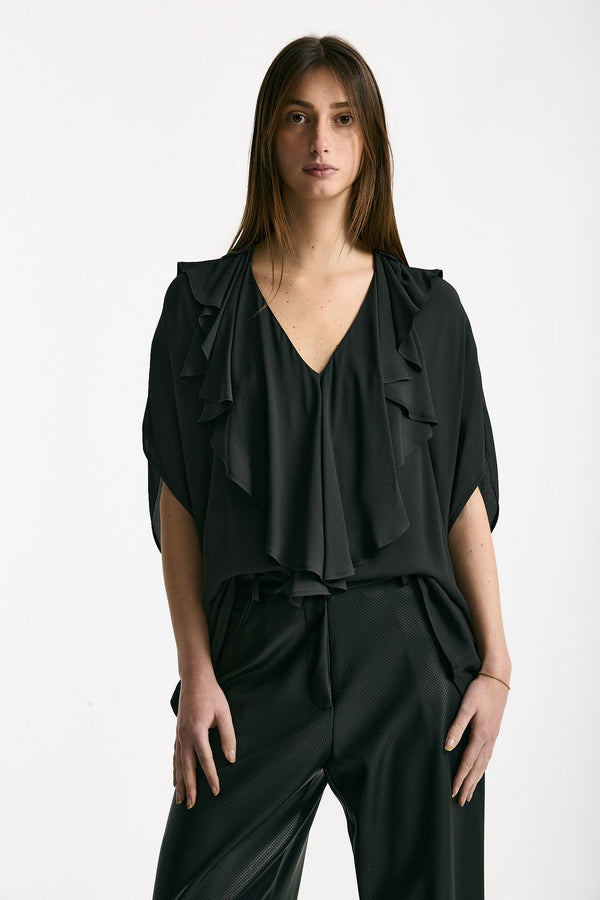 Camicia rouges in viscosa nero women Nude